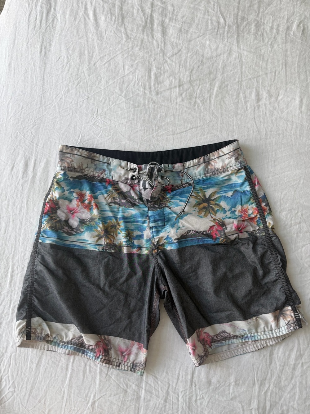 Billabong Black & Blue Tropical Panel Swim Shorts